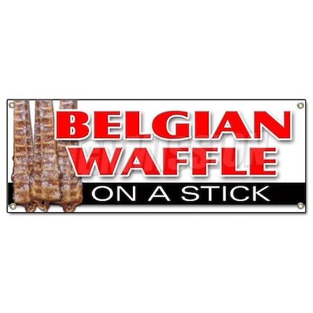 Signmission BELGIAN WAFFLE ON A STICK BANNER SIGN lolly waffle dough sweets fudge puppies B-Belgian Waffle On A Stick